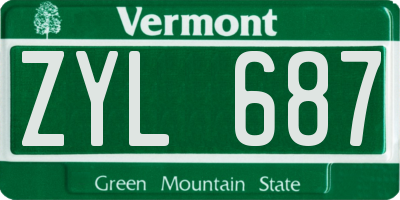 VT license plate ZYL687