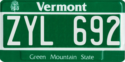 VT license plate ZYL692