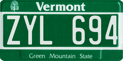 VT license plate ZYL694