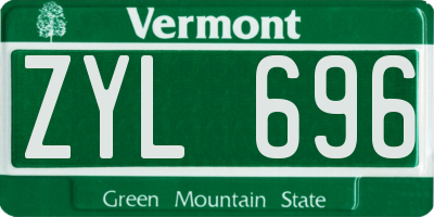 VT license plate ZYL696