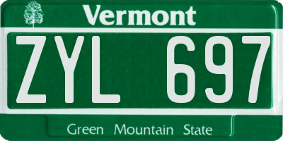 VT license plate ZYL697