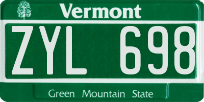 VT license plate ZYL698
