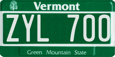 VT license plate ZYL700