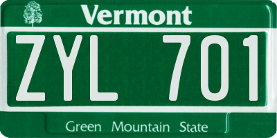 VT license plate ZYL701