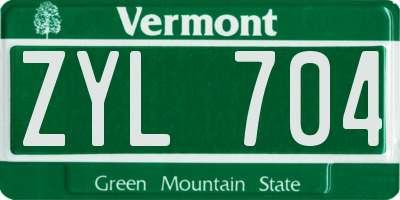 VT license plate ZYL704