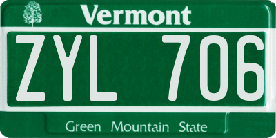 VT license plate ZYL706