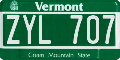 VT license plate ZYL707