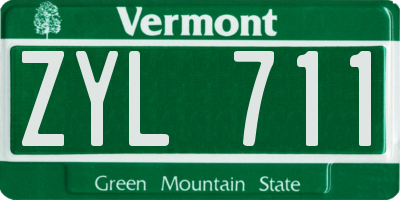 VT license plate ZYL711