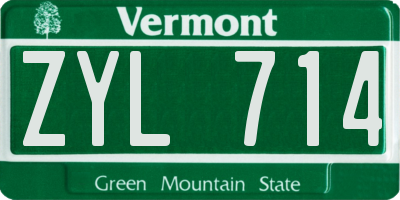 VT license plate ZYL714