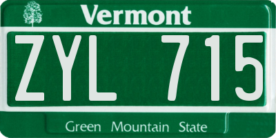 VT license plate ZYL715