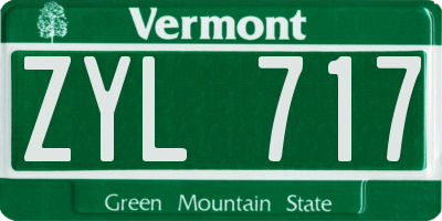 VT license plate ZYL717