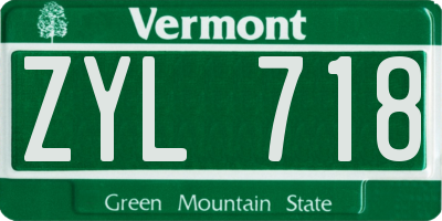 VT license plate ZYL718