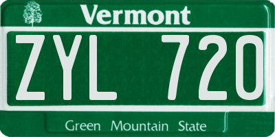 VT license plate ZYL720
