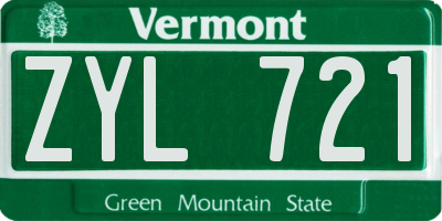 VT license plate ZYL721