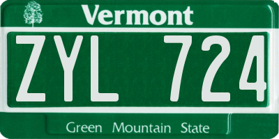 VT license plate ZYL724