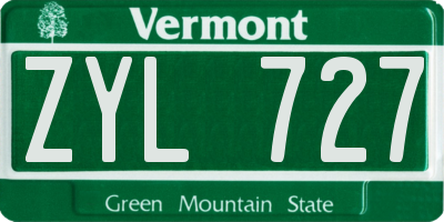 VT license plate ZYL727