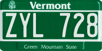 VT license plate ZYL728