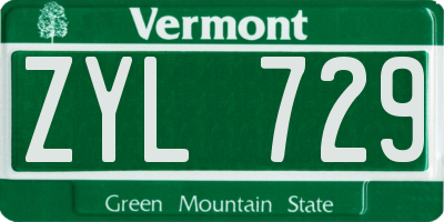 VT license plate ZYL729