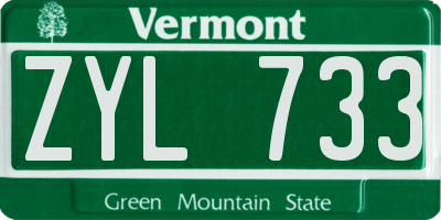VT license plate ZYL733