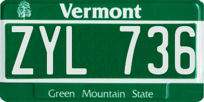 VT license plate ZYL736