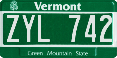 VT license plate ZYL742