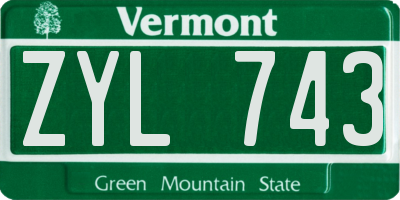 VT license plate ZYL743