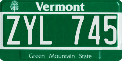 VT license plate ZYL745