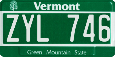 VT license plate ZYL746