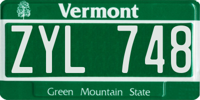 VT license plate ZYL748