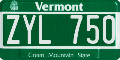 VT license plate ZYL750