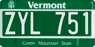 VT license plate ZYL751