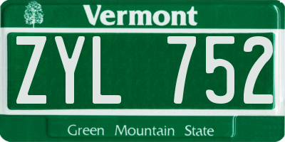 VT license plate ZYL752