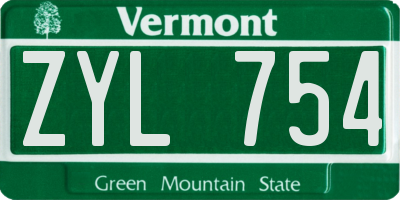 VT license plate ZYL754