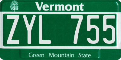 VT license plate ZYL755