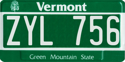 VT license plate ZYL756