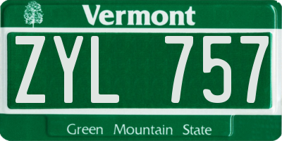 VT license plate ZYL757