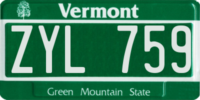 VT license plate ZYL759