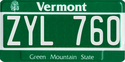 VT license plate ZYL760