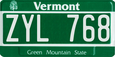 VT license plate ZYL768