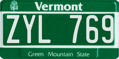 VT license plate ZYL769