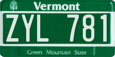 VT license plate ZYL781