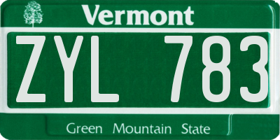 VT license plate ZYL783