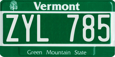 VT license plate ZYL785