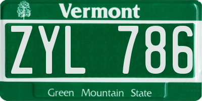 VT license plate ZYL786