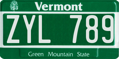 VT license plate ZYL789