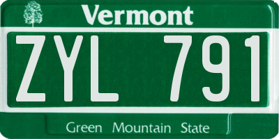 VT license plate ZYL791