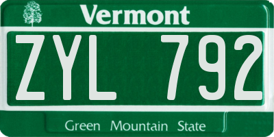 VT license plate ZYL792