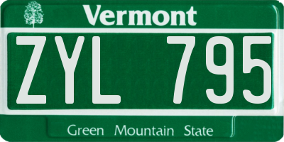 VT license plate ZYL795