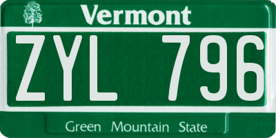 VT license plate ZYL796