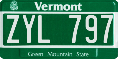 VT license plate ZYL797